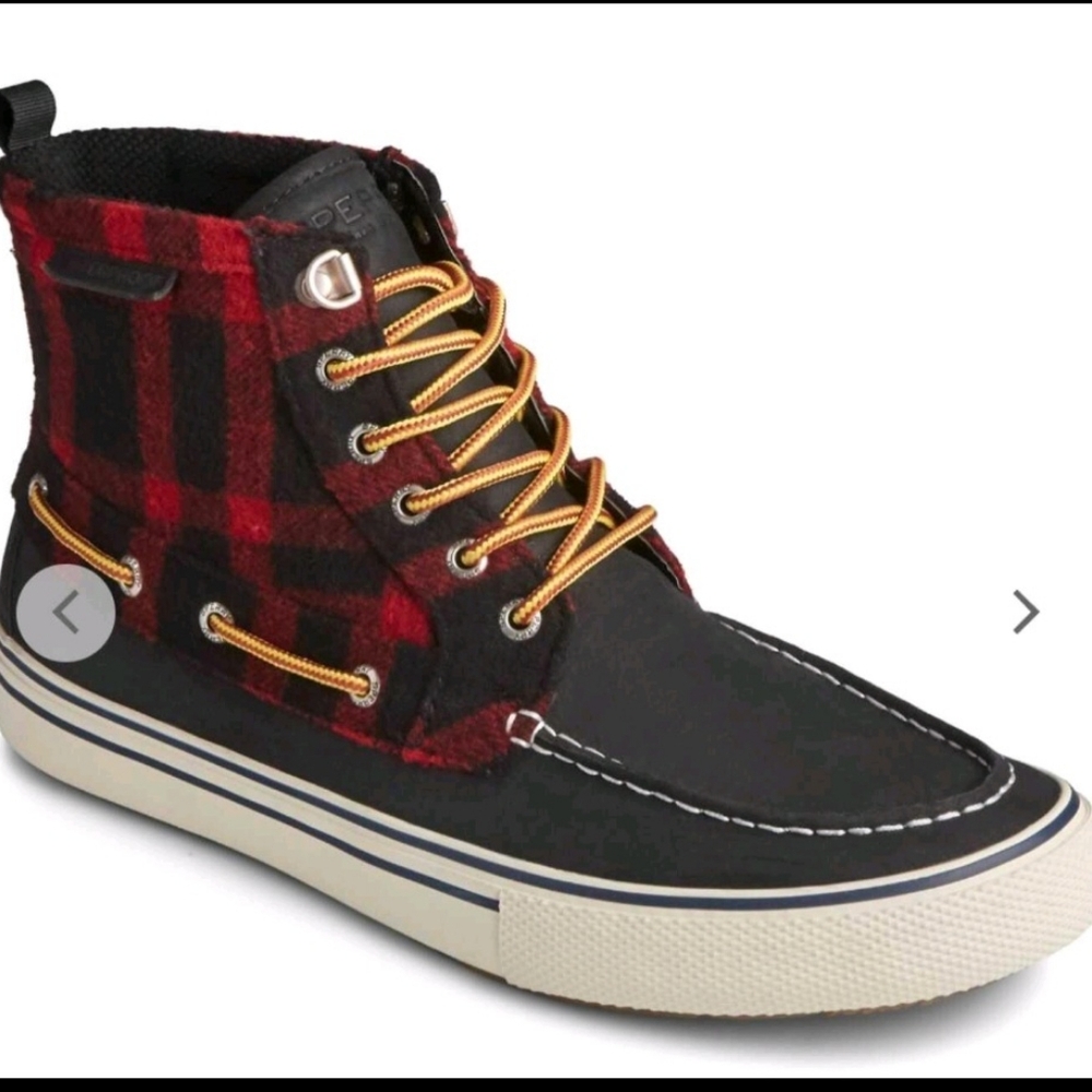 Sperry® Top-sider Bahama Red & Black Buffalo Plaid Storm Waterproof Boot Sz 14M
